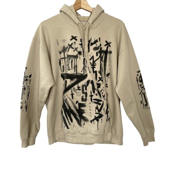 Borns Courtney Other - Borns Courtney tan hoodie smile grafiti cotton men's size large pullover sweater